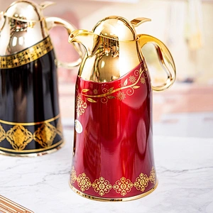 Factory High End Red Dubai Saudi Thermal Tea Thermos Vacuum Royal Arabic Coffee Pot Dallah