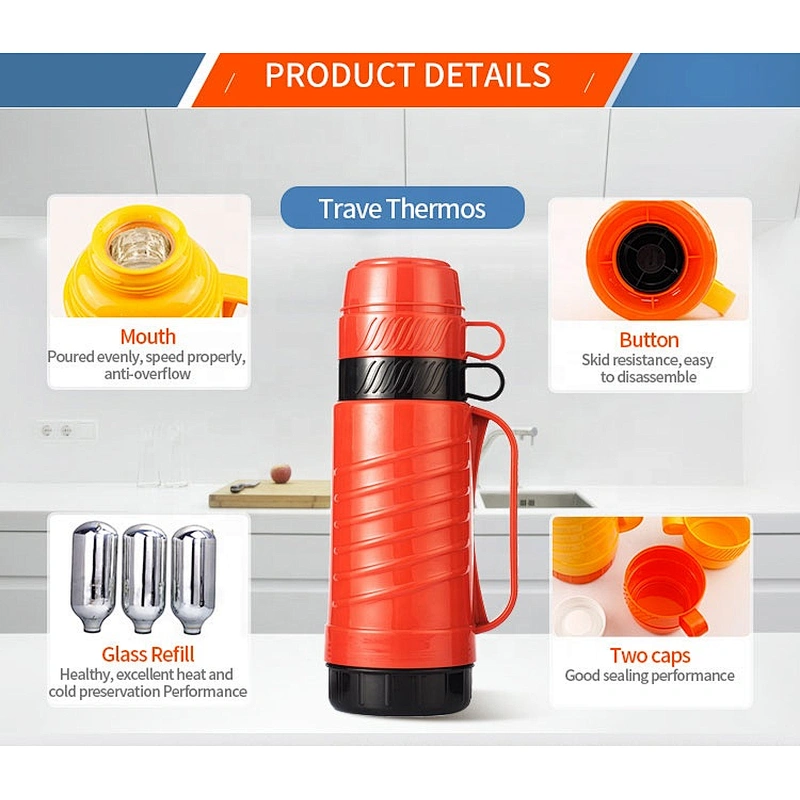 Leak proof african hot selling 1L 1.8L plastic tea thermos vacuum thermal flask with glass liner