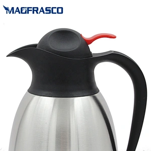 Factory 1L 1.2L 1.5L 2L Leak Proof Hotel Airline  Double Wall Stainless Steel Press Thermos Yemen Coffee Pots