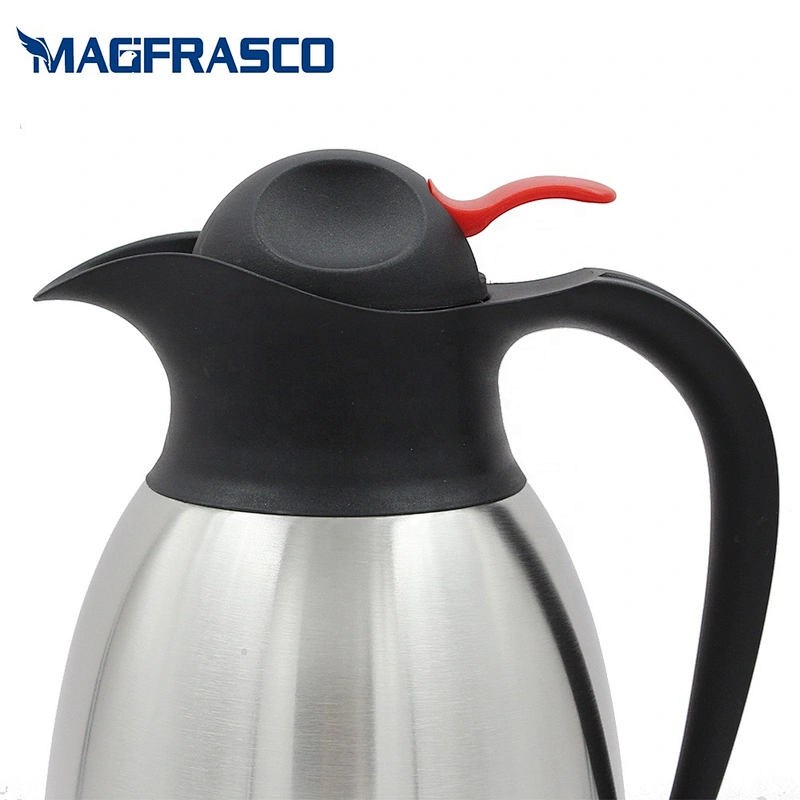 Factory 1L 1.2L 1.5L 2L Leak Proof Hotel Airline  Double Wall Stainless Steel Press Thermos Yemen Coffee Pots