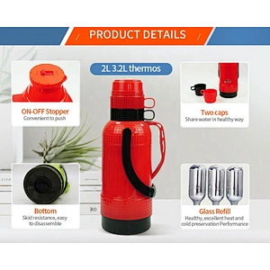 3.2L  glass lined thermos plastic vacuum flask water bottle