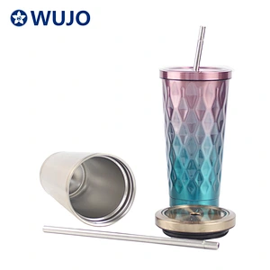Magfraco blue 304 double wall oil painting stainless water bottle