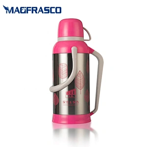2L 3.2L Home School Flowering SS Body Insulation Thermal Coffee Stainless Steel Vacuum Flask With Glass Liner