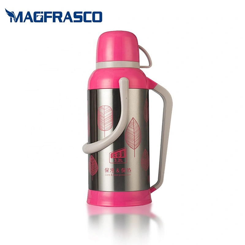 2L 3.2L Home School Flowering SS Body Insulation Thermal Coffee Stainless Steel Vacuum Flask With Glass Liner