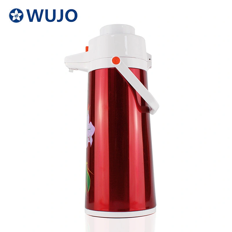 air pressure pump pot flask vacuum hot coffee tea thermos stainless steel airpot