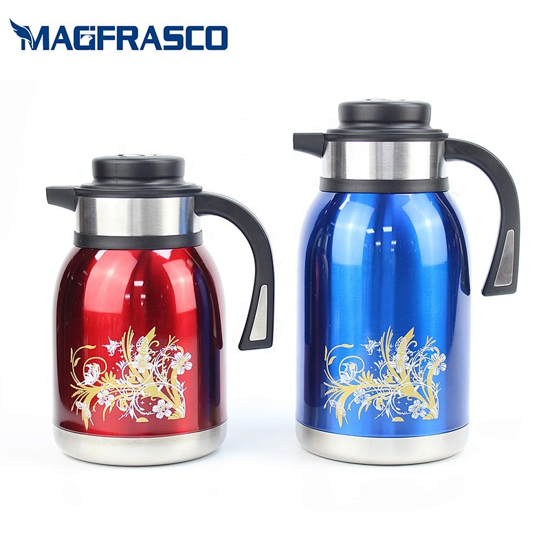 Factory OEM 1.2L 1.5L 2L  Blue Classical Good Price Arabic Coffee Pot Double Wall Stainless Steel
