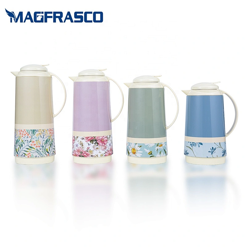 1L 1.3L 1.6L 1.9L Iron Body Flowering Insulated Thermos Glass Refill Customized Vacuum Flasks with Handgrip