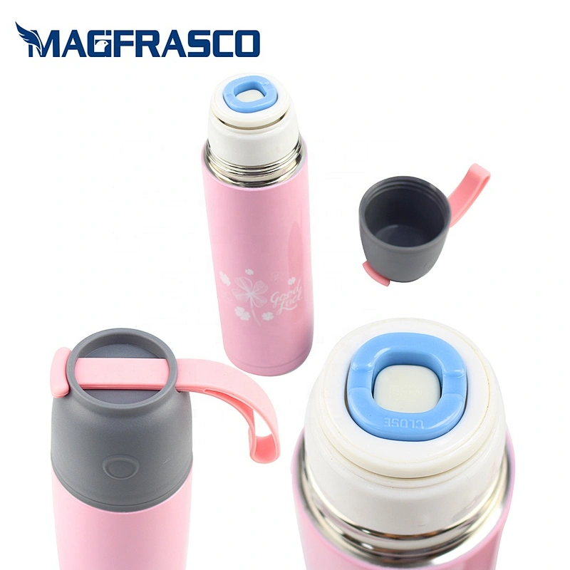 Factory 350ml 500ml  Eco Friendly Vacuum Insulated Stainless Steel Water Bottle with Silicon Rubber