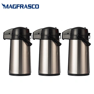 Manufacturer Red Pump Dispenser Insulated Thermal Coffee Thermos Stainless Steel Airpot  with Glass Liner