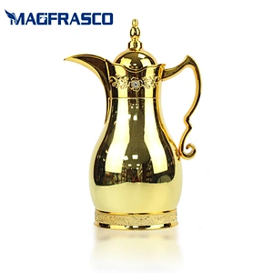 Factory  OEM Customized Printing Dallah Vacuum Tea Thermos Copper Coffee Pot with Glass Refill