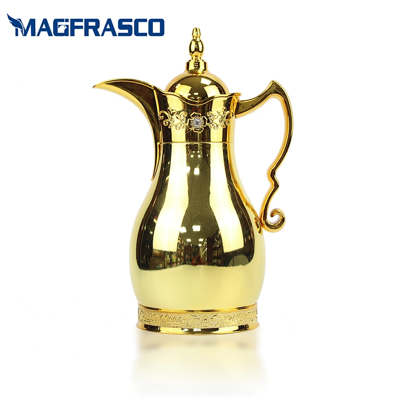 Factory  OEM Customized Printing Dallah Vacuum Tea Thermos Copper Coffee Pot with Glass Refill