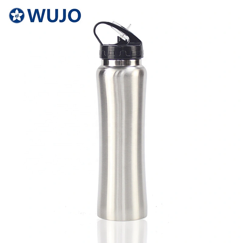WUJO single wall stainless steel silver custom water bottles sport