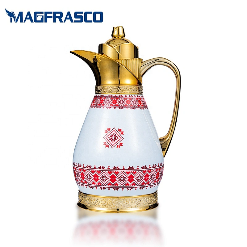 Factory China High End Non Stick  Personalized Arabic Yemen Saudi Copper Brass Thermos Tea Coffee Pot with Glass Liner