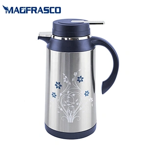 Custom Logo Print Glass Refill Tea Water Thermos Stainless Steel Coffee Pot Factory with Flower