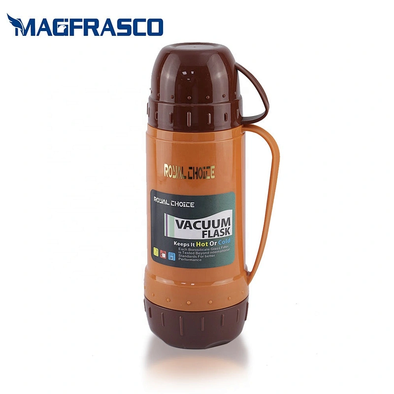 China Factory African Two Cups Plastic Coffee Thermos Vacuum Flask Travel Pot with Glass Inner