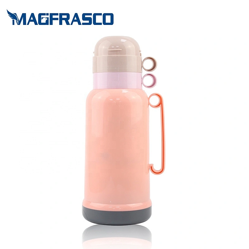 Manufacturer 1.8L Home Outside Glass Refill Plastic Body Travel Vacuum Flask Thermos with 2 Cups
