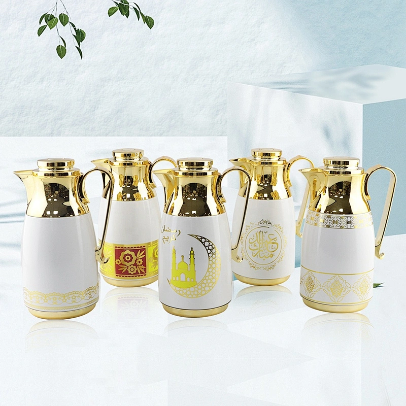 0.7L 1L High Quality Color Pattern Arab Saudi Yemen Coffee  Tea Thermos Vacuum Flask with Glass Liner