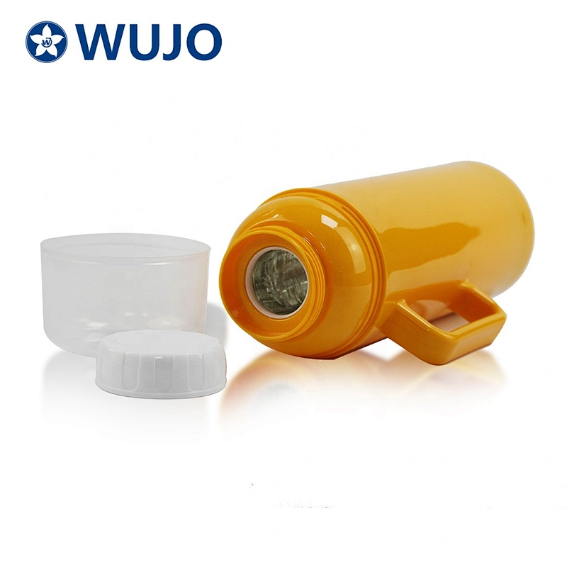 WUJO plastic body outdoor sports hot cold travel thermos bottle refill glass vacuum flask