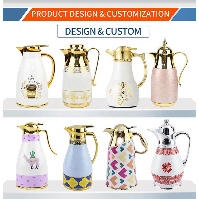 0.6L 1L 1.3L 1.6L deluxe luxury thermal thermos arabic vacuum coffee pot with glass liner