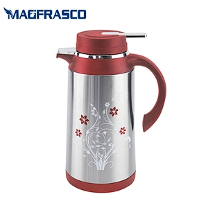 Custom Logo Print Glass Refill Tea Water Thermos Stainless Steel Coffee Pot Factory with Flower