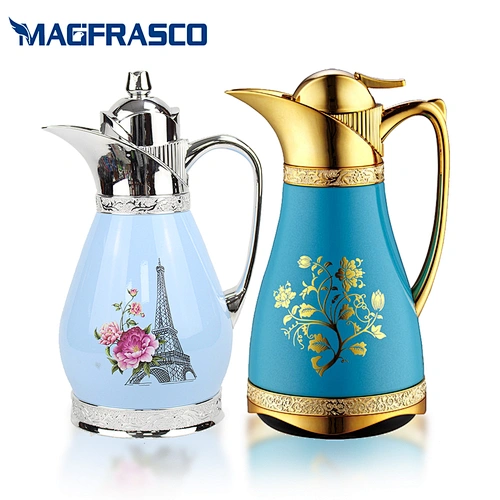 1L Factory High End Glass Refill  Vacuum Thermos Tea Arabic Coffee Pot with Custom Printing Design