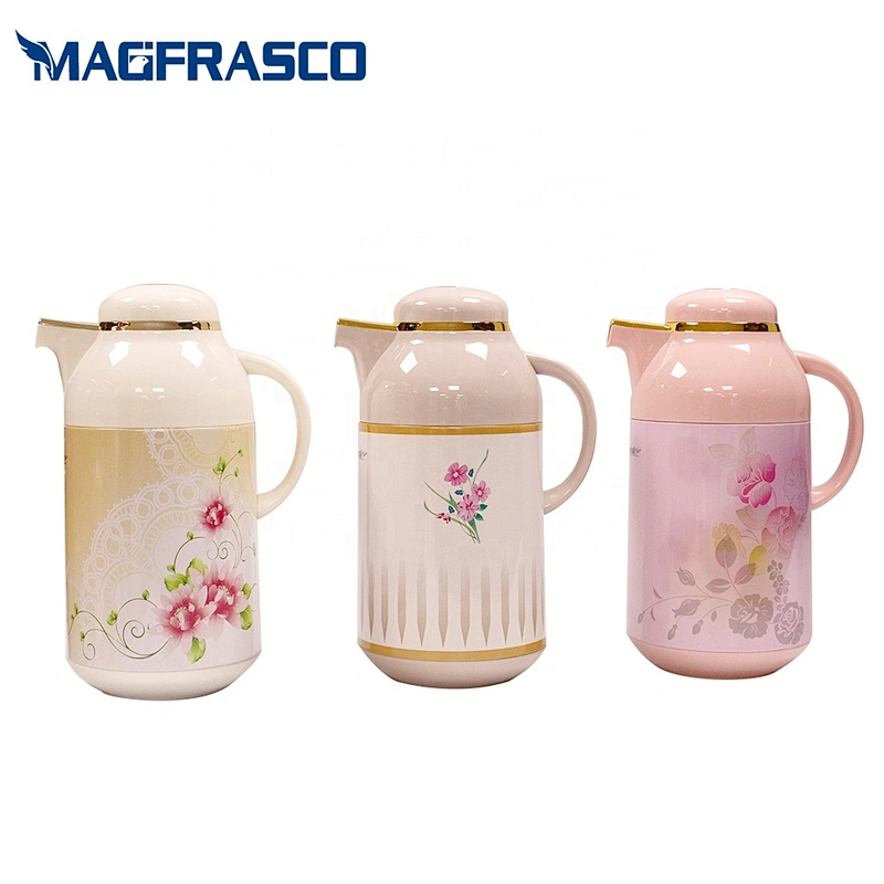 1L 1.9L Custom Printing Percolator Metal Insulation Vacuum Thermal Tea Small Coffee Pots with Glass Liner