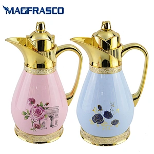 Factory China High End Non Stick  Personalized Arabic Yemen Saudi Copper Brass Thermos Tea Coffee Pot with Glass Liner