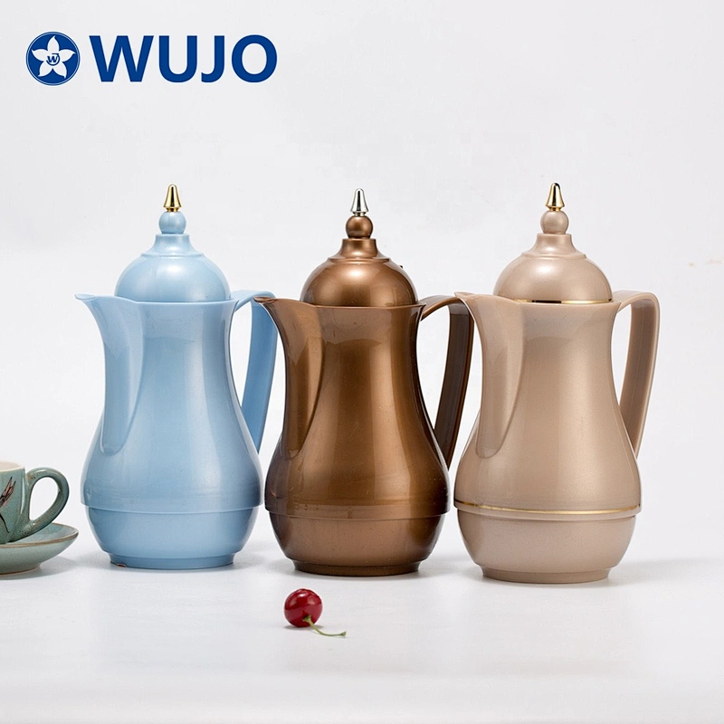 WUJO 1L  1.5L 2L plastic body glass liner hot cold vacuum insulated coffee tea flask