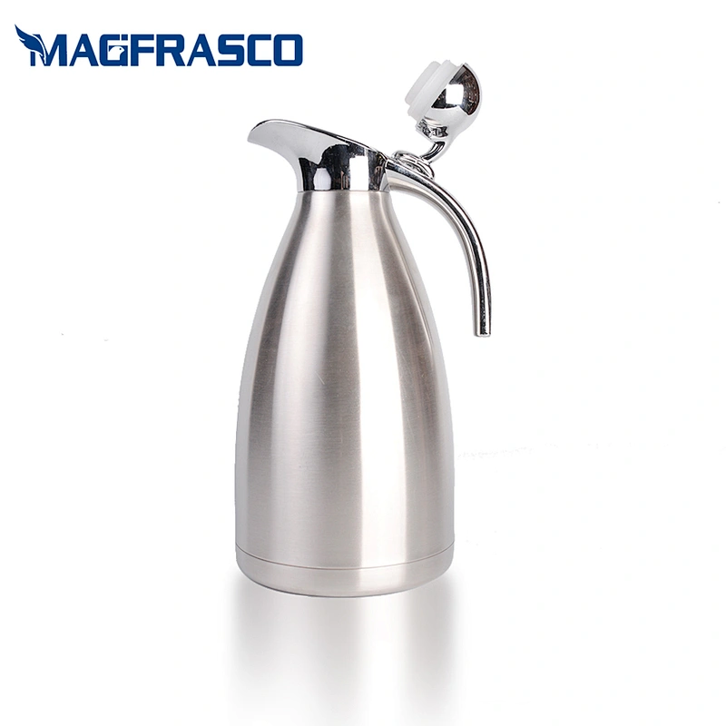 Wholesale PP Double Wall Stainless Steel  High End  Silver Office Thermos Serving Hotel Coffee Pot
