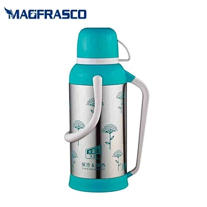 2L 3.2L Home School Flowering SS Body Insulation Thermal Coffee Stainless Steel Vacuum Flask With Glass Liner
