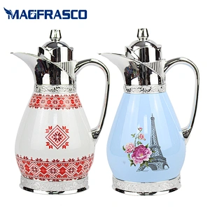 1L Factory High End Glass Refill  Vacuum Thermos Tea Arabic Coffee Pot with Custom Printing Design