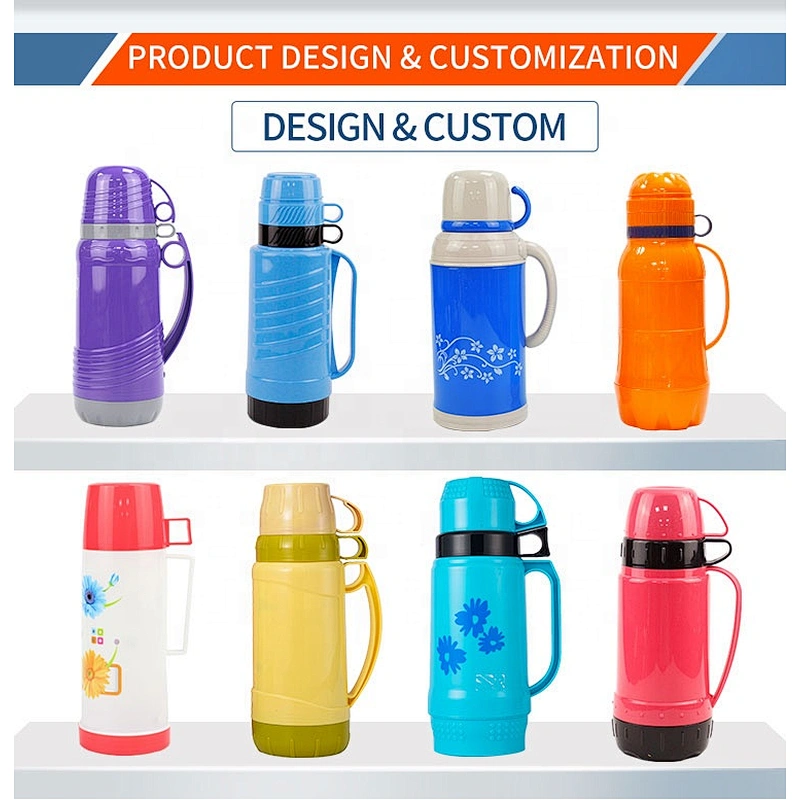 1L 1.8L Custom Printing Glass Liner Inner Outdoor Camping Sports  Travel Plastic Vacuum Thermos Flask