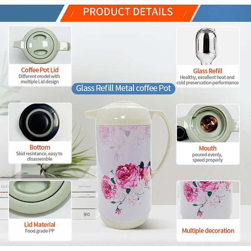 Magfrasco thermos metal body glass lined thermal insulated flask bottle