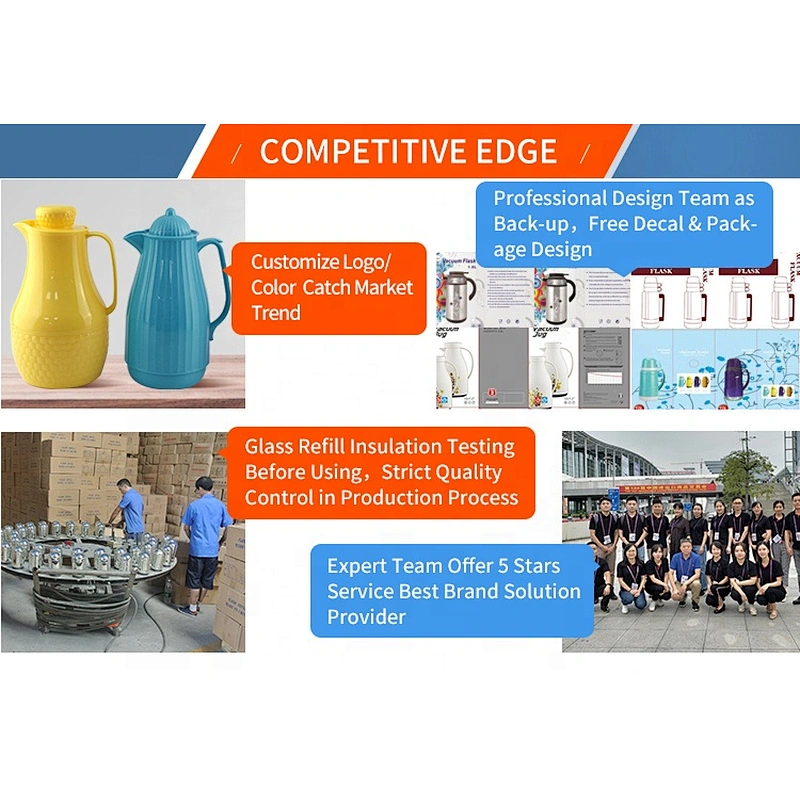 1L new design custom glass liner thermal insulation coffee thermos arabic plastic tea vacuum flask manufacturer
