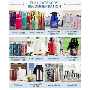 Manufacturer new design thermos thermal water coffee vacuum plastic flasks with glass liner