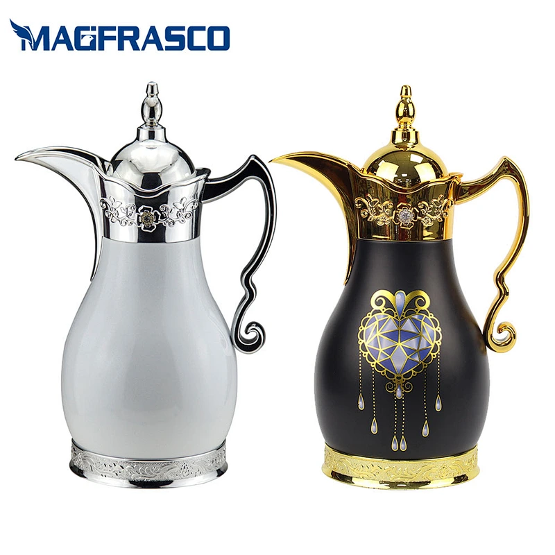 Factory  OEM Customized Printing Dallah Vacuum Tea Thermos Copper Coffee Pot with Glass Refill