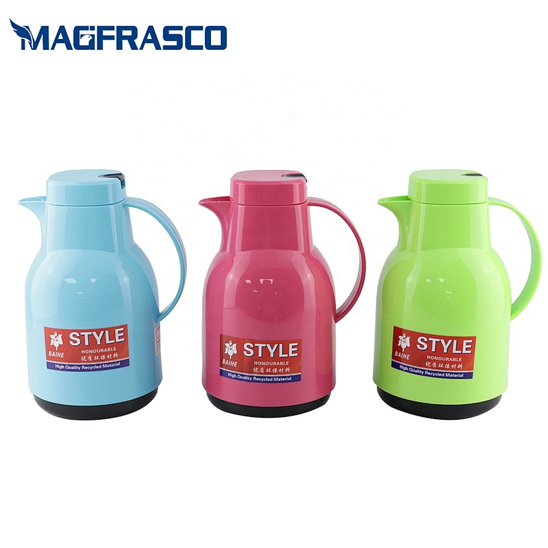 Manufacturer Household White Plastic Glass Refill Vacuum Insulation Thermos Coffee Pot with Decoration