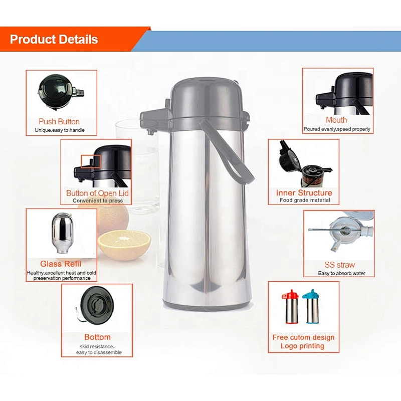 Magfrasco 1.9L stainlesss steel flask glass refill inner thermo de agua