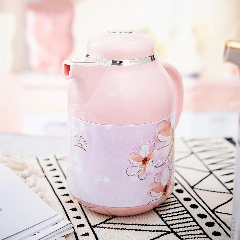 1L 1.9L Custom Printing Percolator Metal Insulation Vacuum Thermal Tea Small Coffee Pots with Glass Liner