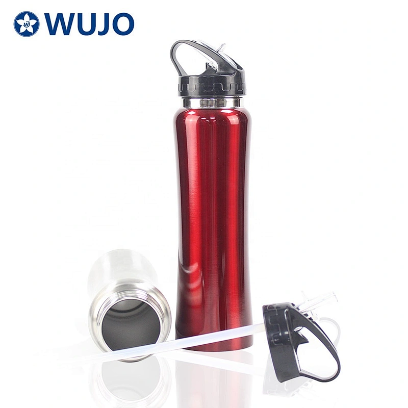 WUJO single wall stainless steel silver custom water bottles sport