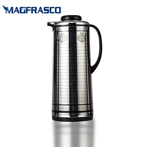 Dubai Saudi Arabic Press Button Silver Glass Refill Insulation Stainless Steel Thermos Coffee Pot