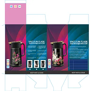 1L 1.9L Custom Printing Percolator Metal Insulation Vacuum Thermal Tea Small Coffee Pots with Glass Liner