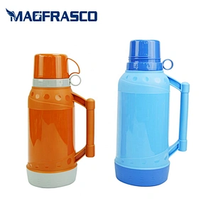 China manufacturer  1L 1.8L glass lined vacuum insulated hot cold thermos flask with two cup