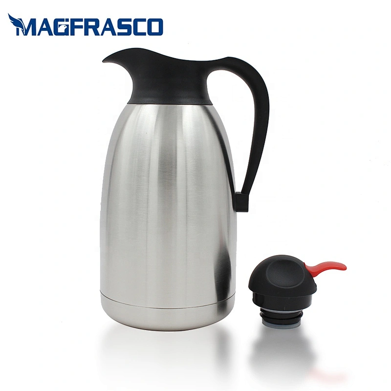 Factory 1L 1.2L 1.5L 2L Leak Proof Hotel Airline  Double Wall Stainless Steel Press Thermos Yemen Coffee Pots