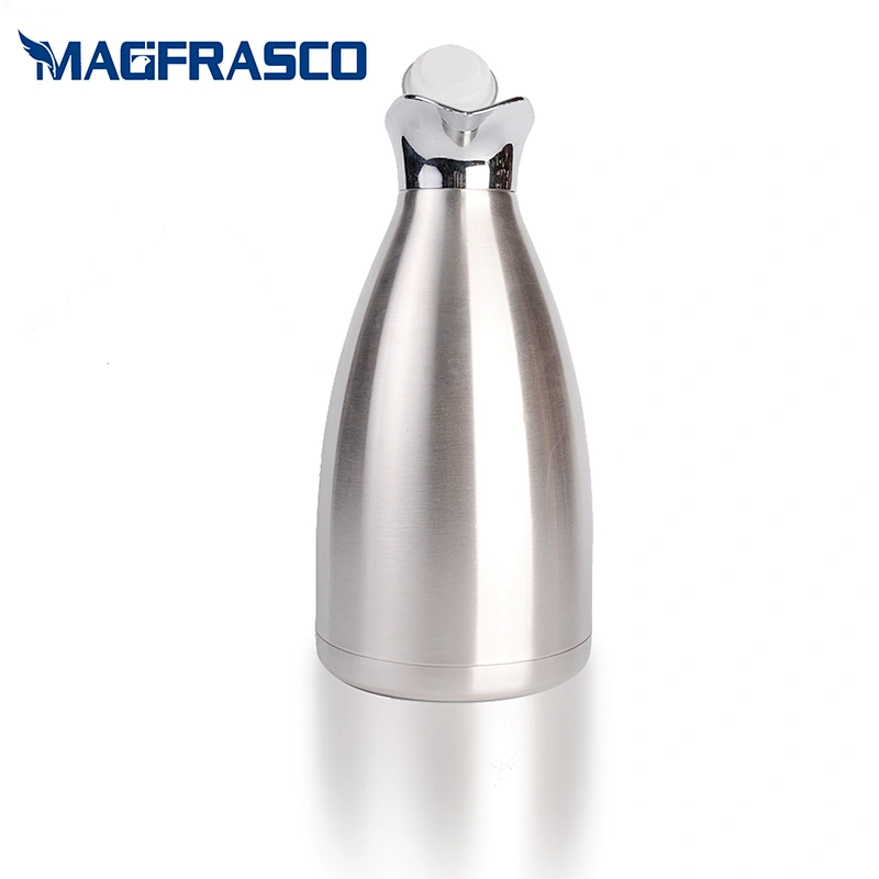 Wholesale PP Double Wall Stainless Steel  High End  Silver Office Thermos Serving Hotel Coffee Pot
