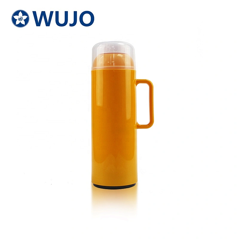 WUJO plastic body outdoor sports hot cold travel thermos bottle refill glass vacuum flask