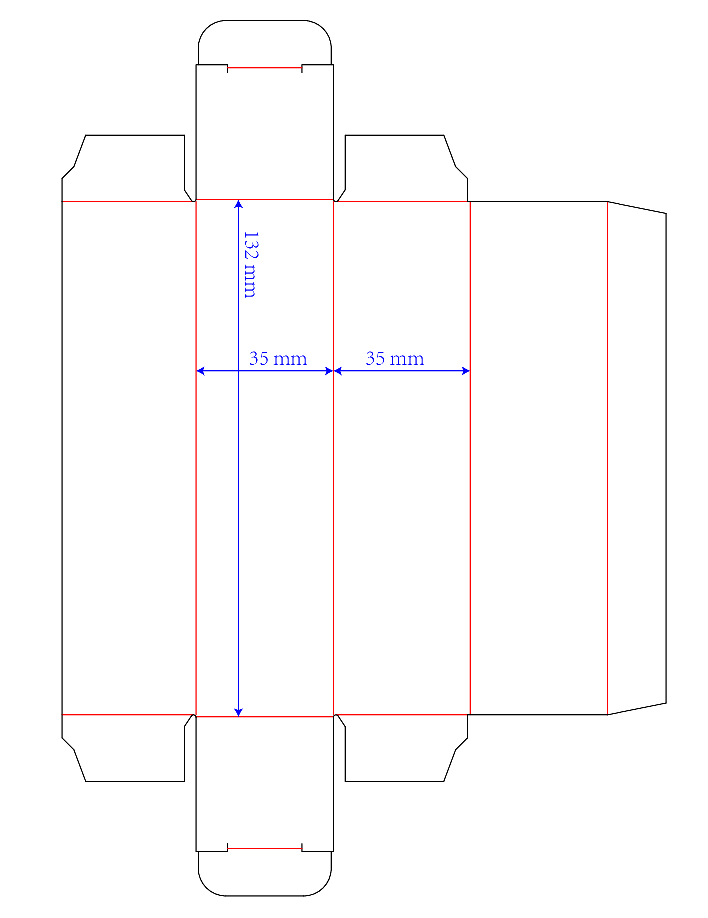 60ml paper box die cut line