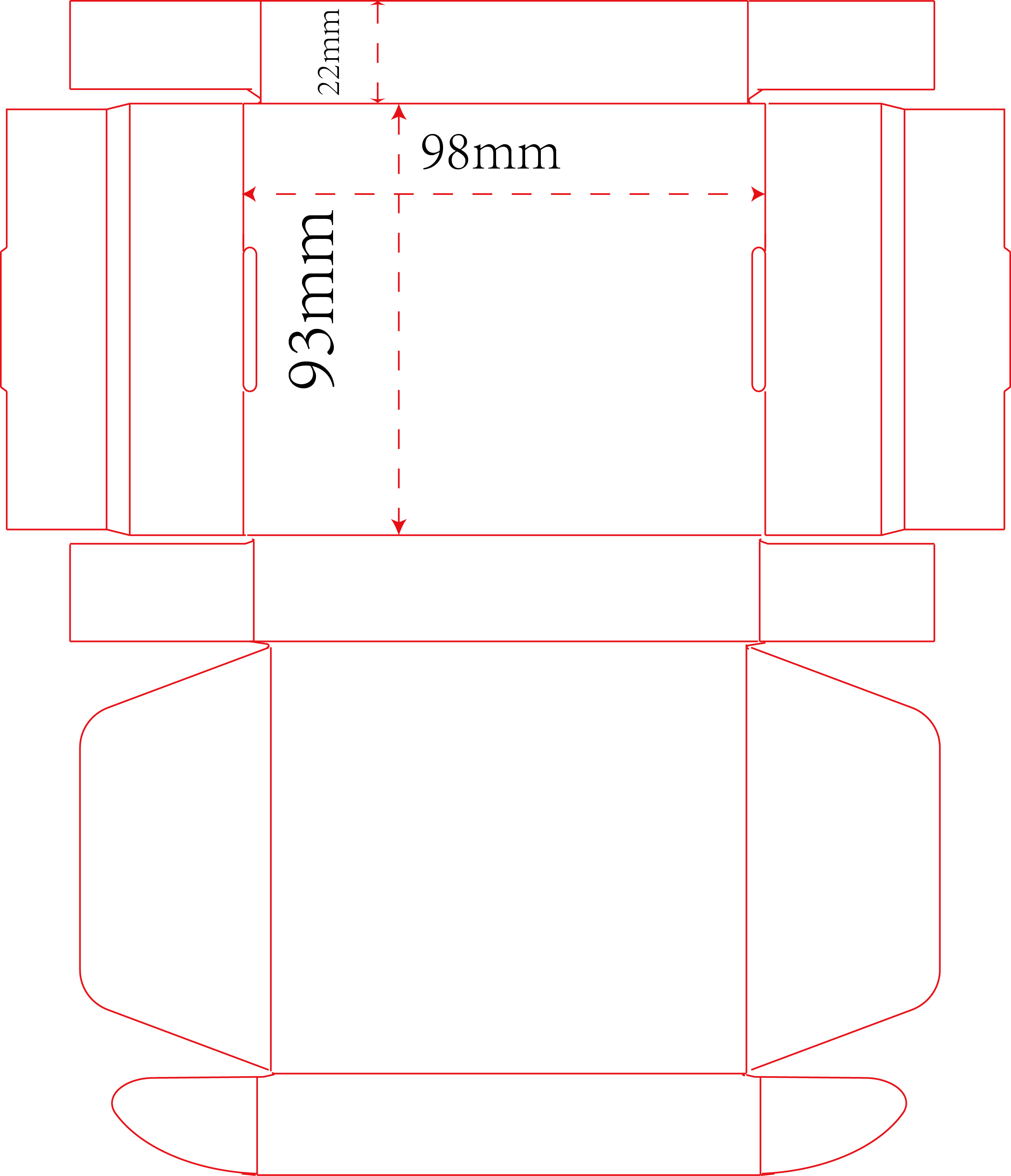 die cut line for flat package paper box
