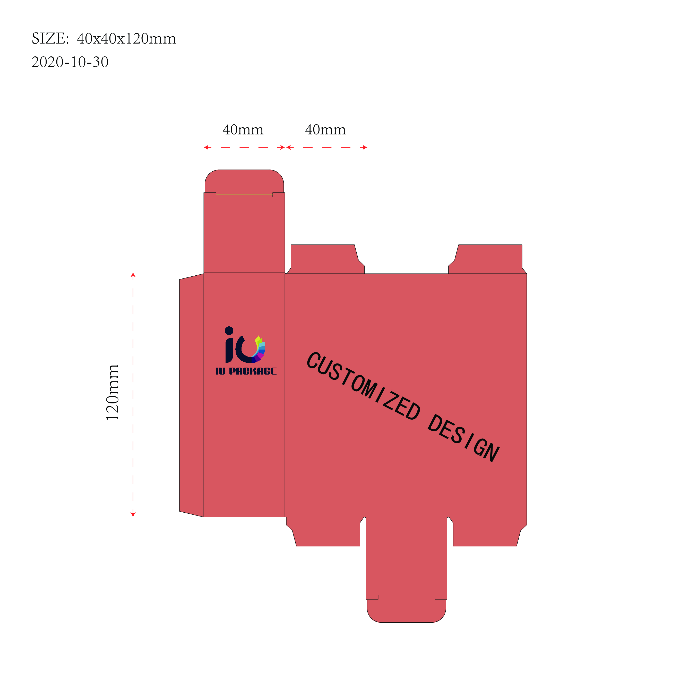 die cut line of 60ml bottle paper box