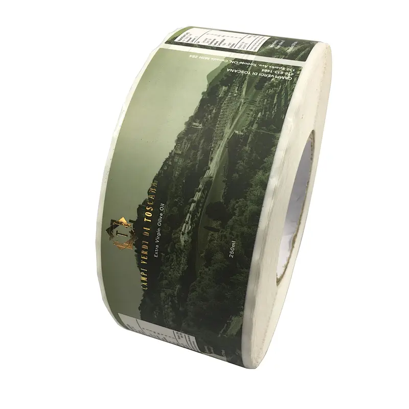 matt lamination adhesive roll package label with logo gold stamping